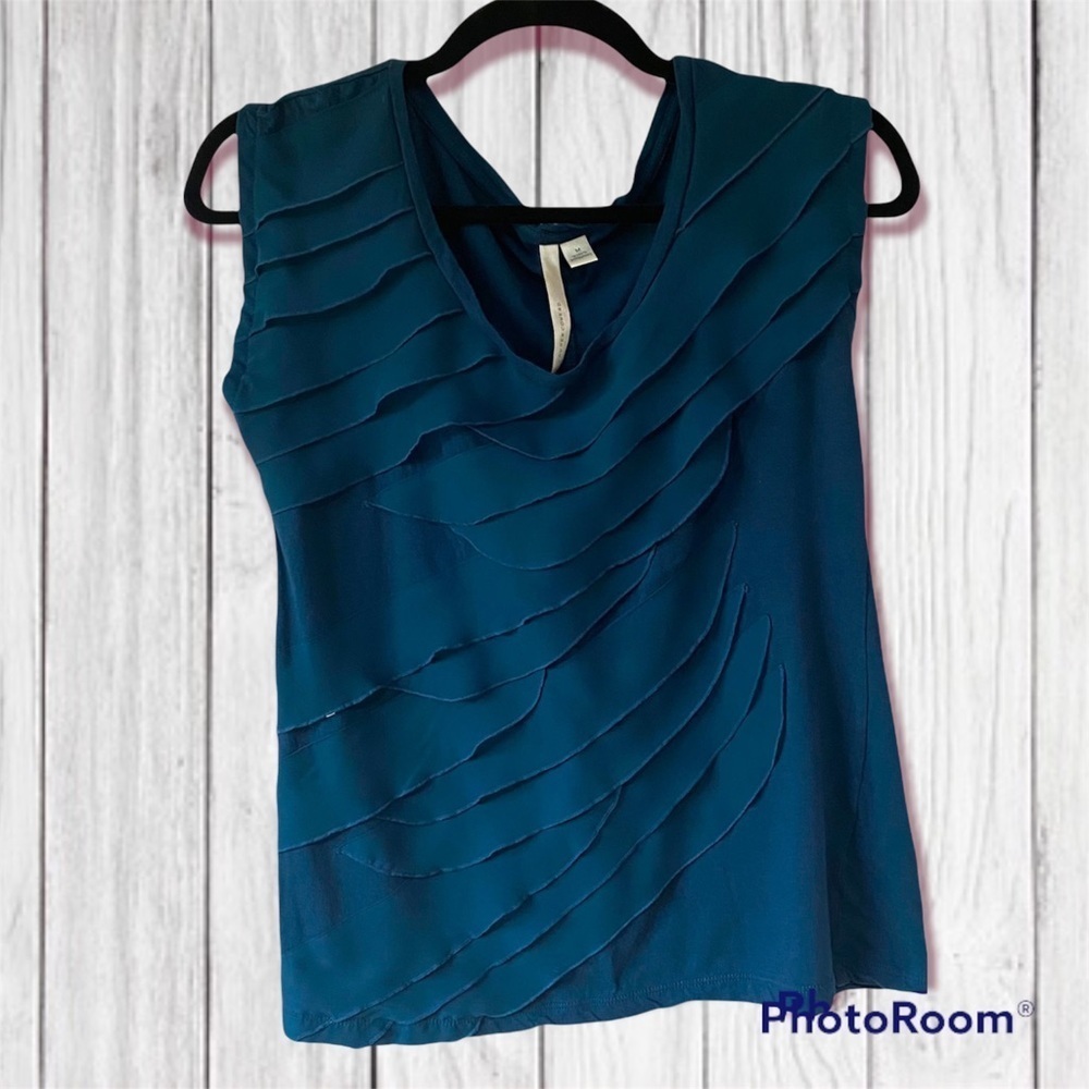 LC Lauren Conrad Teal Ruffle Blouse Shirt